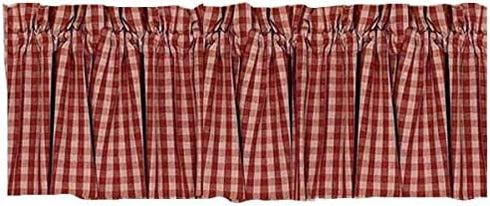 Home Collection by Raghu, Barn Red/Nutmeg Heritage House Check Valance, 72 by 15.5-Inch (VL100017)...