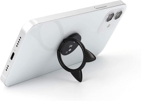 Cell Phone Ring Holder Ultra-Thin Cute Cat Metal Finger Grip 360° Rotation 180° Flip Kickstand Phone Grip for Magnetic Car Mount Compatible with A...