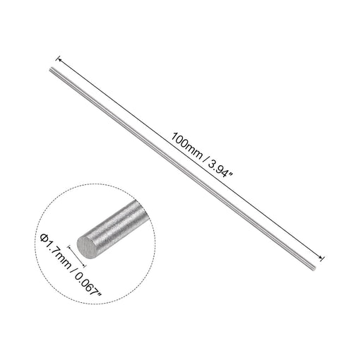 uxcell 5pcs Round Steel Metal Rods, 1.7mm x 100mm High Speed Steel (HSS) Lathe Bar Stock Tool, for Shaft Gear Drill Lathes Boring Machine Turning ...