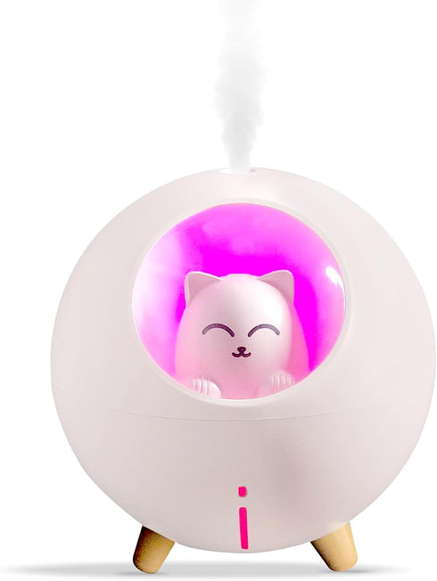 Upgraded ultrasonic ultra-quiet USB cute cold fog mini humidifier, suitable for children's baby room bedroom, 7-color light and 2 spray modes auto...