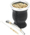 BALIBETOV Leather & Glass Yerba Mate Gourd Set (Mate Cup) with Yerba Mate Bombilla...
