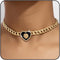 Heart Necklaces for Women Silver Heart Choker Gold Heart Necklace Cuban Link Chain Gold Chunky Necklace CZ Heart Pendant Punk Statement Necklace F...