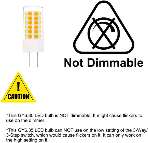 GY6.35 LED Bulbs 12V, T4 JC Type Bi-Pin Base, Warm White 3000K, 35W GY6.35/G6.35 Halogen Replacement for Landscape Path Light, Kitchen Pendant lig...