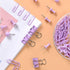 Purple Binder Clips and Paper Clips Push Pins Tacks Sets, Total 72 PCS Assorted Sizes Office Supplies Set for Women, Student, School, Home & Desk ...