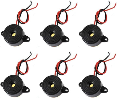 6 Pcs DC 3-24V 85dB Sound Electronic Buzzer Alarm Black 23 x 12mm...