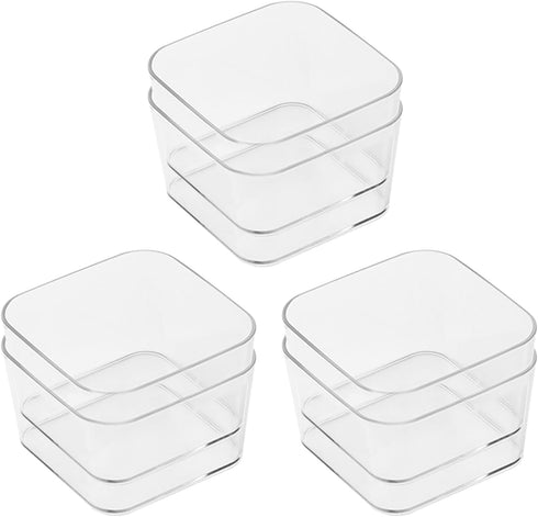 6pcs Clear Acrylic Storage Container, Desk Organizer Drawer Square Tray, Small Makeup Vanity Storage Bins Widely for Kitchen Cabinet, Tool, Office...