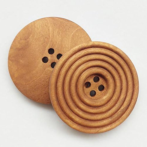 Chenkou Craft 30pcs 40mm 1 1/2" Round Brown Wood Buttons 4 Holes Craft Sewing Button...