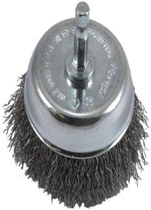 Forney 72731 Wire Cup Brush, Coarse Crimped with 1/4-Inch Hex Shank, 3-Inch-by-.012-Inch, 1 Pack , Metal Grey...