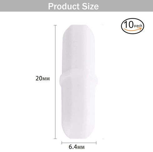 Magnetic Stir Bars,10 Pcs PTFE Magnetic Stirrer Mixer Stir Bar, 20 mm/ 0.8 Inch White Laboratory Stirrer Mixer Bar (10)...