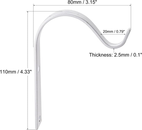 MECCANIXITY Iron Wall Hooks Hanging Bracket 4 Inch Indoor Outdoor for Hanging Lanterns Plants and Lights (White, Pack of 2)...