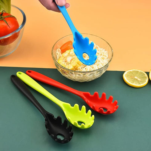 Silicone Pasta Fork,11Inch Spaghetti Spoon Pasta Fork,High Heat Resistant to 480°F, Hygienic One Piece Design, Spaghetti Strainer & Server Spoon I...
