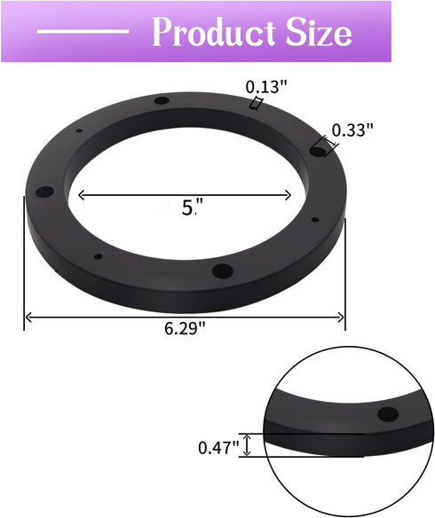 PENCK 5" Universal Black Speaker Spacers Plastic Spacer Rings Adaptor Ring Mounting Bracket for Auto Car 2pcs...