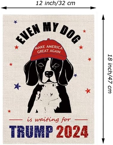GAGEC Beagle Garden Flag Even My Dog Is Waiting For Trump 2024 Vertical Burlap Double Sided Dog Outdoor Decor Yard Lawn Home Decoration 12.5 x 18 ...