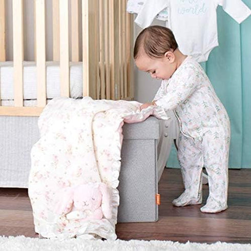 Little Me Plush Rattle Baby Snuggle Blanket with Embroidery and Satin, Bunny (15 inch)...