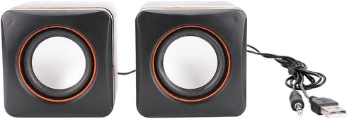 fo sa Mini USB Wired Speaker, 3.5mm Jack Stereo Speaker Portable Travel Loudspeaker Speaker Desktop Square Small Speaker for PC MP3 MP4 Laptop...