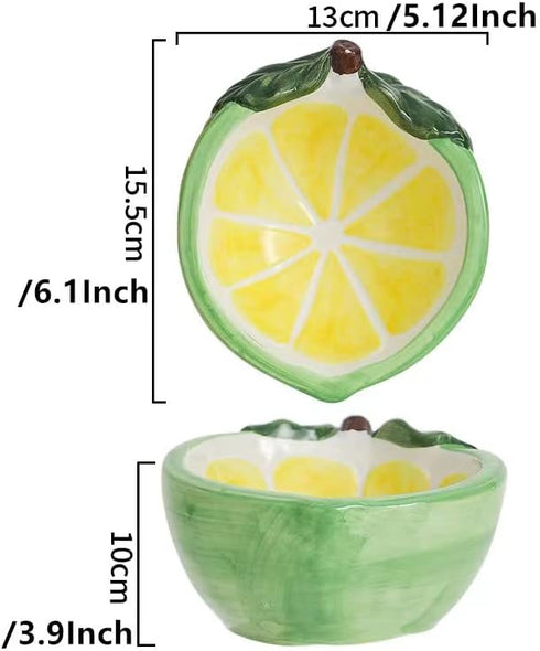 Lemon Shape 6 Inch Cat Raised Bowls, Pet Tilted Elevated Ceramic Dog Food & Water Dish for Puppy, Anti Vomiting & Lead-Free...
