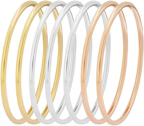 Edforce Stainless Steel Glossy Thin Round Bangle Bracelet Set for Women, Set of 7...