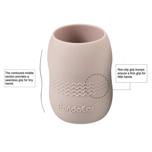 PandaEar (2 Pack 100% Tiny Silicone Drinking Training Cup for Baby and Toddler (Pink/Grey)...