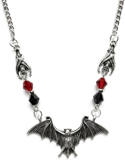 Fuqimanman2020 Bat Necklace Gothic Fancy Black Lace Bat Red Crystal Necklace Halloween Vampire Bat Necklace Halloween Lace Choker Necklace for Wom...