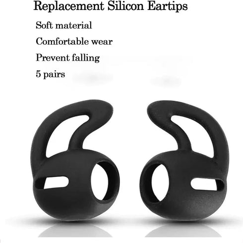 DUKABEL Ear Hook Covers for Earbud Headphones, 5 Pairs Soft Silicon Earhooks Ear Loops with Wings Compatible with Apple Airpods, Samsung Earbuds(B...