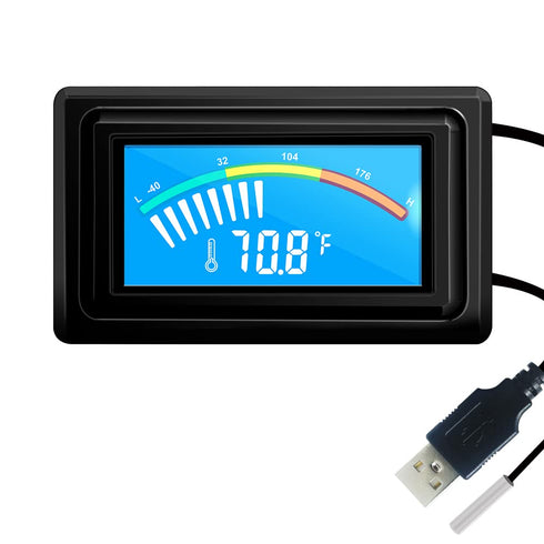 Digital Thermometer Temperature Gauge USB Power Supply with Sensor Probe for Aquarium Vehicle PC Case Incubators Brooders Climb Pet Fahrenheit & C...