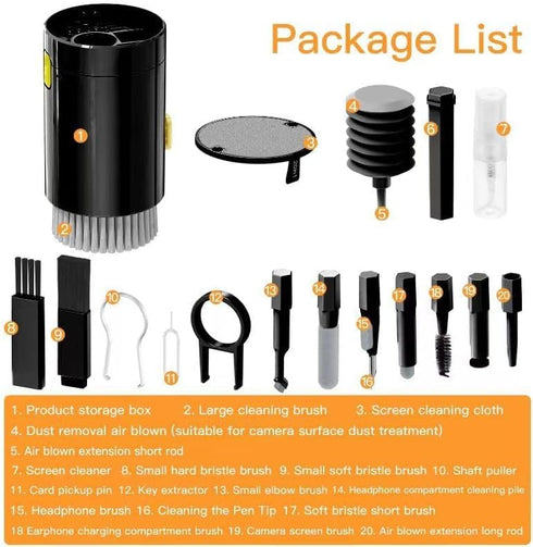 Laptop Phone Screen Cleaner Kit, Computer Keyboard Brush Cleaning Spray for iPhone AirPods MacBook iPad, 20-in-1 Electronic Device Clean Tool for ...