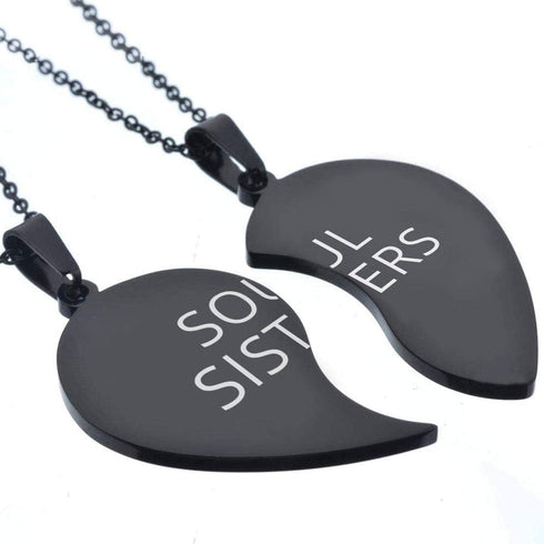 MJartoria BFF Necklace for 2-Split Heart Necklace Soul Sisters Pendant Best Friend Forever Friendship Necklace Set of 2 Valentines Day Gifts for H...