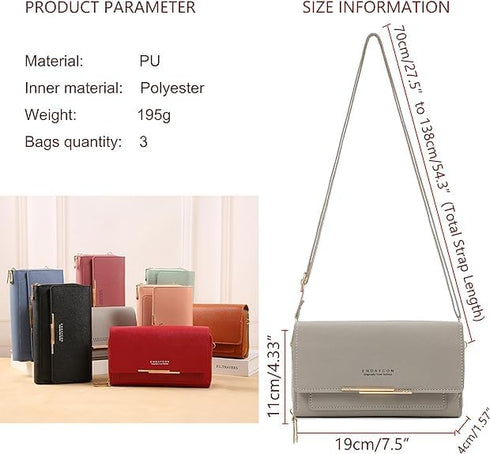 PORT&LOTUS Crossbody Handbag for Women PU Leather Bag...