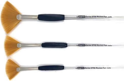 ZEM Brush Rocket Student Gel Grip Ergonomic Fan Short Acrylic Handle Artist Paint Brush Set Sizes 2,4,6...