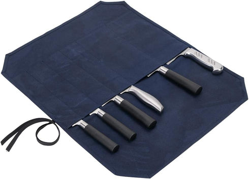 Knife Roll, Chef’s Knife Roll Case, Waxed Canvas Cutlery Knives Holders Protectors, Home Kitchen Cooking Tools and Utensils Wrap Bag Wallet,Multi-...