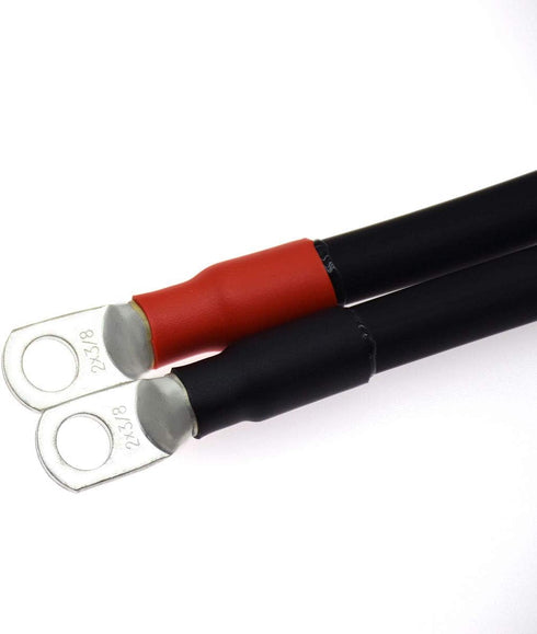 2PC 2 AWG Gauge Battery Power Inverter Cables,Tinned Copper Terminal,Good for Solar,Auto,RV,Motorcycle,Car& Marine (8 Inch,3/8 Lugs)...