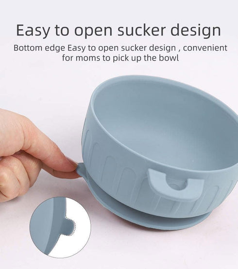Little On Essentials Baby Silicone Feeding Set - Suction Bowl with Lid and Spoon, BPA Free, Microwave, Dishwasher and Freezer Safe, Rose Pink, 3pc...