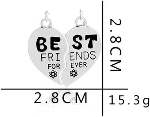 Best Friends Forever Keychain Charm Key Ring Broken Heart-shaped Puzzle BFF Friendship Best Friends Gifts Matching Keychain Birthday Christmas Gif...