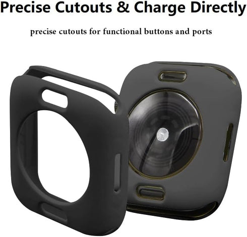 Ultra Thin Soft TPU Shockproof Bumper Case for iWatch Apple Watch Series 9/8/7 Black 45mm...
