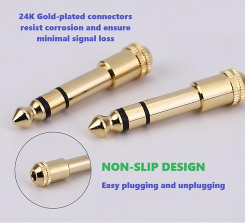 S-6 ?2PACK? Gold Plated 6.35mm (1/4 inch) Male to 3.5mm (1/8 inch) Female Stereo Audio Jack Adapter for Aux Cable, Guitar Amplifier, Headphone, Di...