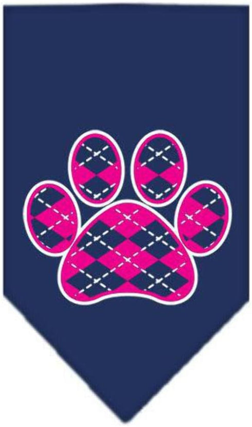Mirage Pet Products Argyle Paw Pink Screen Print Bandana for Pets, Small, Orange...