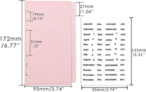Pink Cash Envelopes A6 Binder Pockets Dividers 6 Tabs PP A6 Binder Inserts with Label Stickers Cash Envelope for Budgeting A6 6-Ring Budget Binder...