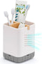 Boperzi Toothbrush and Toothpaste Holder with Bamboo Divider for Bathroom Countertop Organizer, Plastic Detachable Anti-Slip Large Electric Toothb...