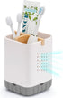 Boperzi Toothbrush and Toothpaste Holder with Bamboo Divider for Bathroom Countertop Organizer, Plastic Detachable Anti-Slip Large Electric Toothb...