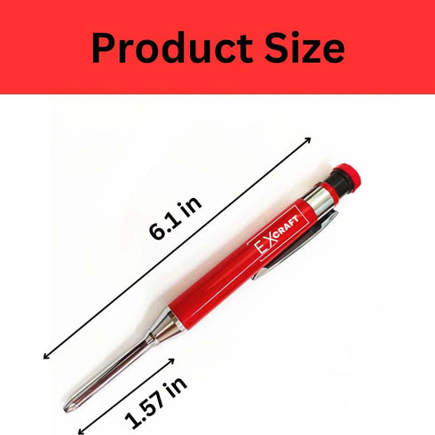 Red Premium EXcraft Metal Mechanical Carpenter Pencil Deep Hole with Built-in Sharpener For Architect Construction Carpentry Making Scribe Tools...