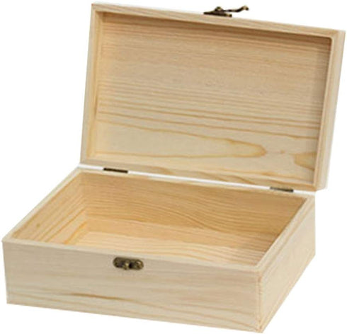 Zhou Pine Wood Storage Box - Natural DIY Accessories Set with Hinged Lid and Front Buckle, Perfect for Art Lovers and Family Collections...
