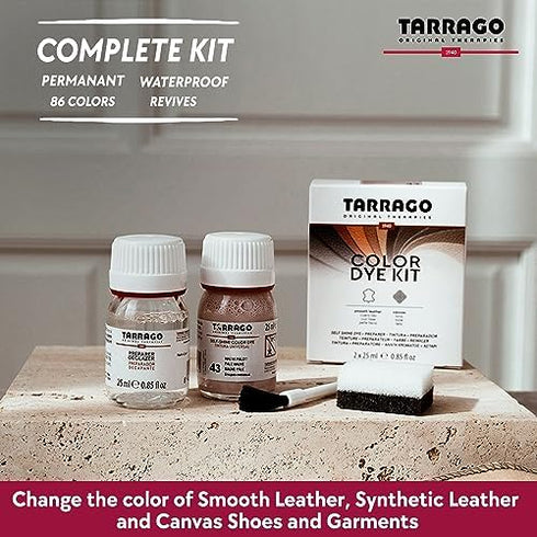 Tarrago Leather Dye Kit with Deglazer and Applicator - Restore & Recolor Shoes, Boots, Purses, Wallets, Jackets, and Furniture - Rich Pigment - 25...