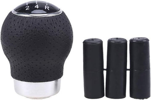 Universal Aluminum Manual Car Gear Shift Knob 5 Speed Leather Shifter Lever Black...