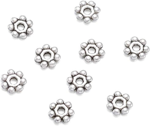 Pandahall 500pcs Tibetan Silver Antique Silver Snowflake Bead Spacers Charms Mini Beading Finding for Jewelry Makings Supplies 4-4.5x1.5mm, Hole: ...