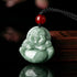 Gixaxak Laughing Buddha Pendant Necklace Green Jade Smiling Laughing Buddha Necklace Gemstone Lucky Amulet Jewelry for Women Men Natural Jade Budd...