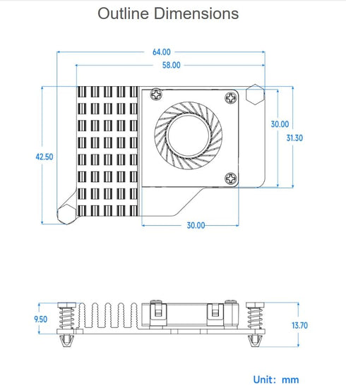 Active Cooler for Raspberry Pi 5, Combines a Temperature-Controlled Blower Cooling Fan and an Alumium Heatsink and Thermal Pad to Accelerate Heat ...
