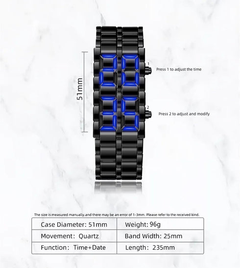 Fashion Full Metal Digital Lava Wrist Watch Men LED Display Watches Gifts for Male Boy Sport Creative Watch...