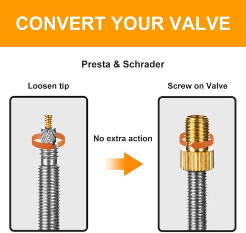 Presta Valve Adapter, Convert Presta to Schrader Adaptor for Bike, Inflate Tire Using Standard Pump or Air Compressor, Tire Valve Caps(4PCS)...
