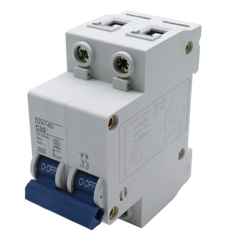 32 Amp Dual-Pole Circuit Breaker Switch, Din Rail Mounted Home Use Circuit Breaker for Household Appliance Circuit Security Protection (DZ47-63 C3...