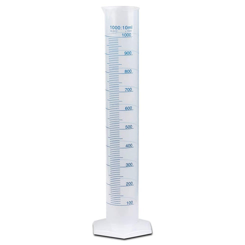 1000ml Plastic Graduated Cylinder, Printed and Molded Graduations, Single Metric Scale, Polypropylene, Karter Scientific 237O2 (Single)...
